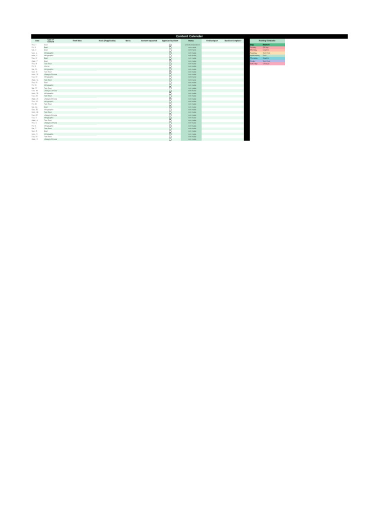 Content Calendar Template Example | PDF