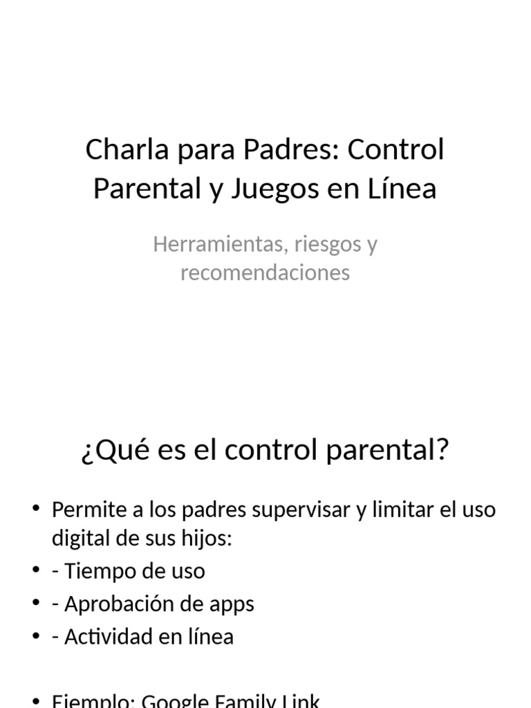 Presentacion Control Parental Juegos | PDF