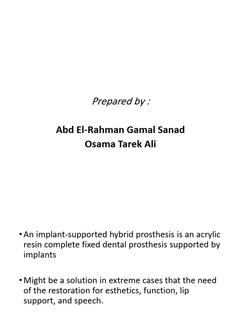 Implant Supported Overdentures: Prepared by | PDF | Dental Implant ...