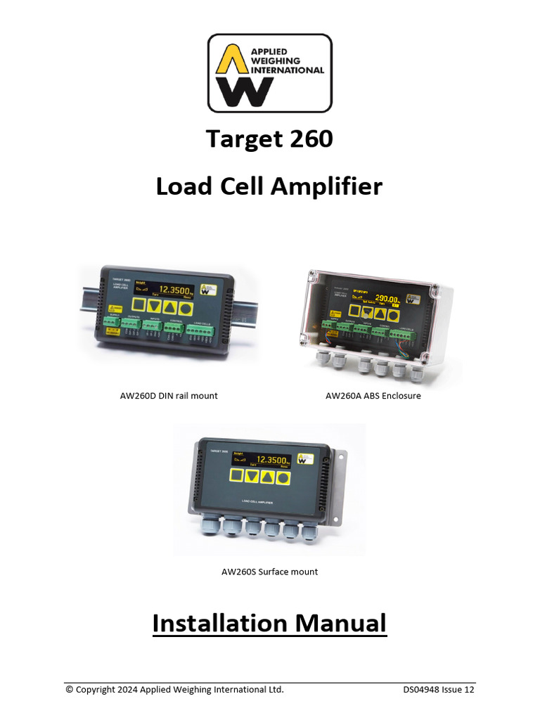 Target 260 Load Cell Amplifier Manual | PDF | Calibration | Filter ...