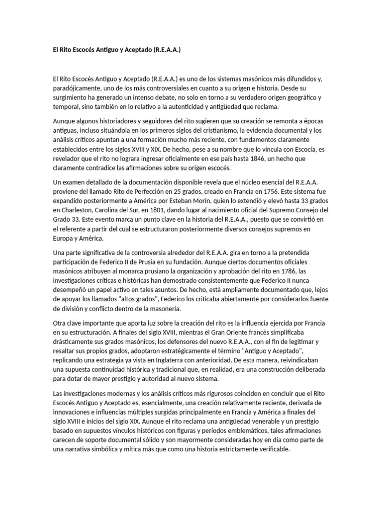 Origen y Controversias del Rito Escocés | PDF