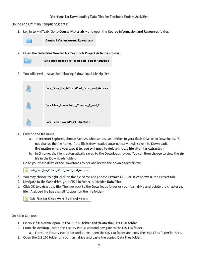 Directions For Downloading Project Activities Data Files | PDF