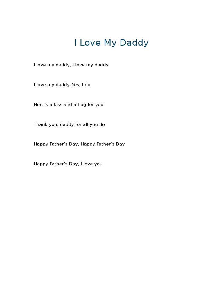 I Love My Daddy | PDF