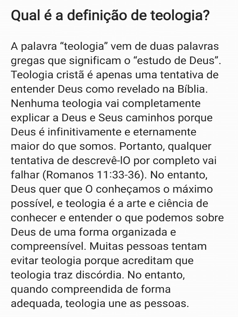 Qual A Definição de Teologia | PDF