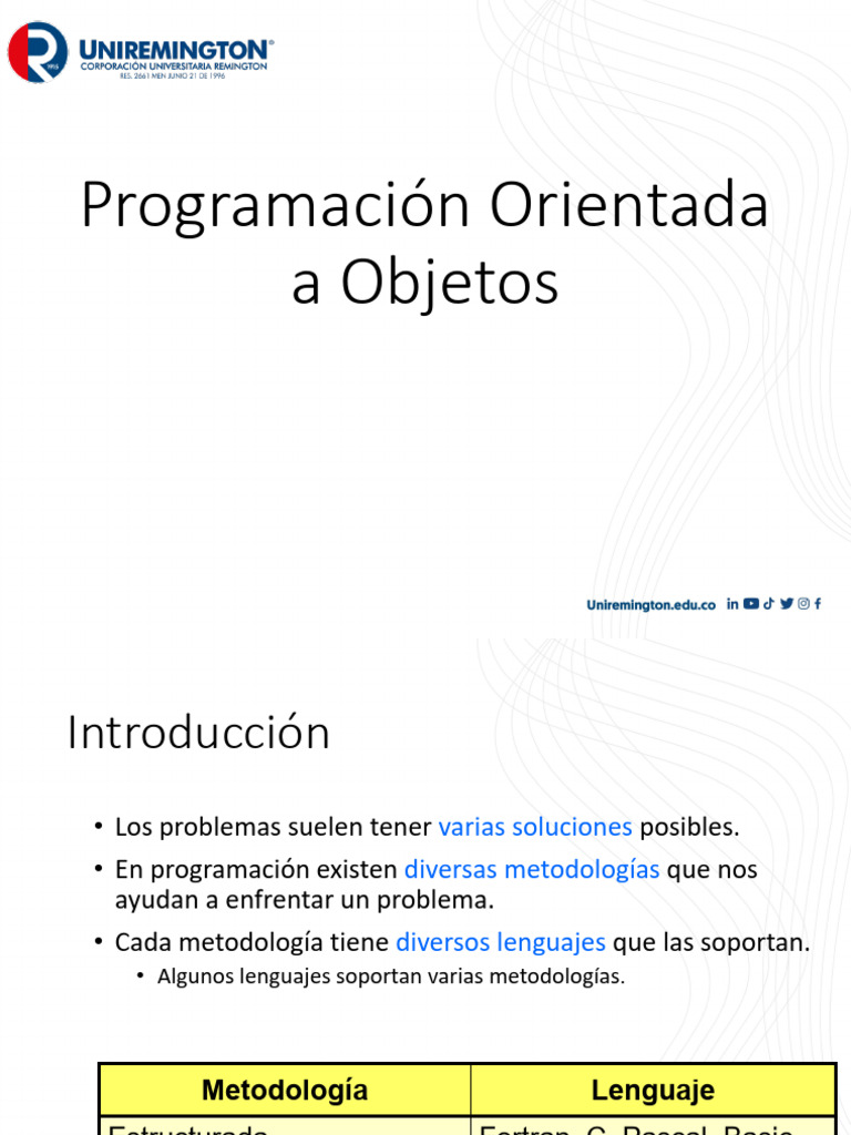Sesion 1-1 Programación Orientada a Objetos | PDF | Programación ...