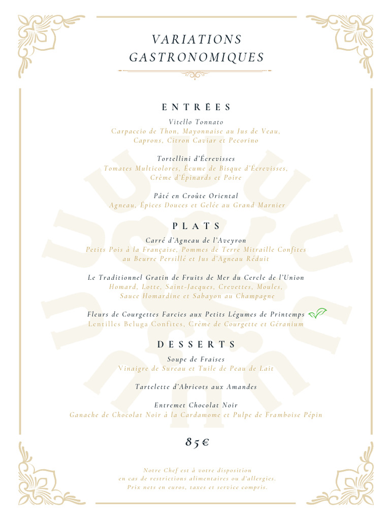 Menu Gastronomique Varié et Raffiné | PDF