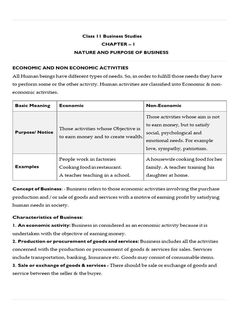 Characteristics of Non-Economic Activities | PDF | Risk | Goods