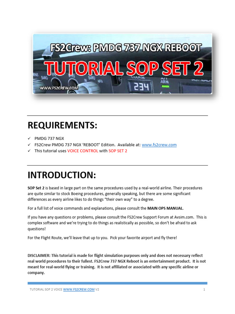FS2Crew PMDG 737 NGX Voice Tutorial | PDF | Takeoff | Aviation Safety