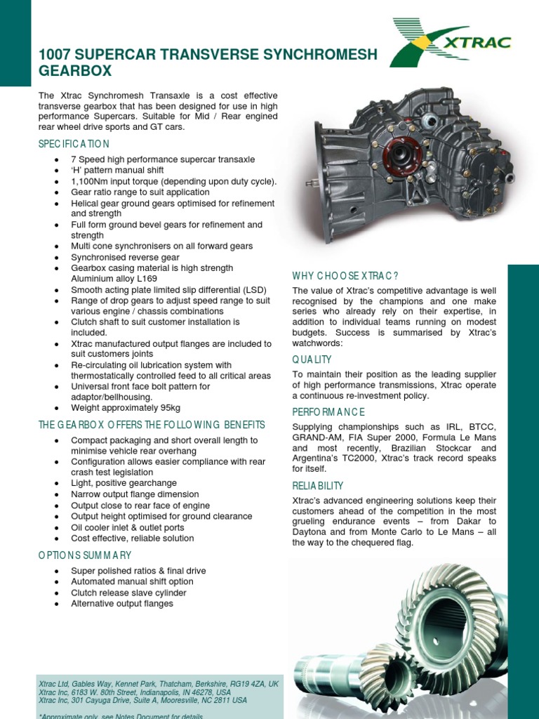 1007 Supercar Transverse Synch Rome SH Gearbox PDF Manual