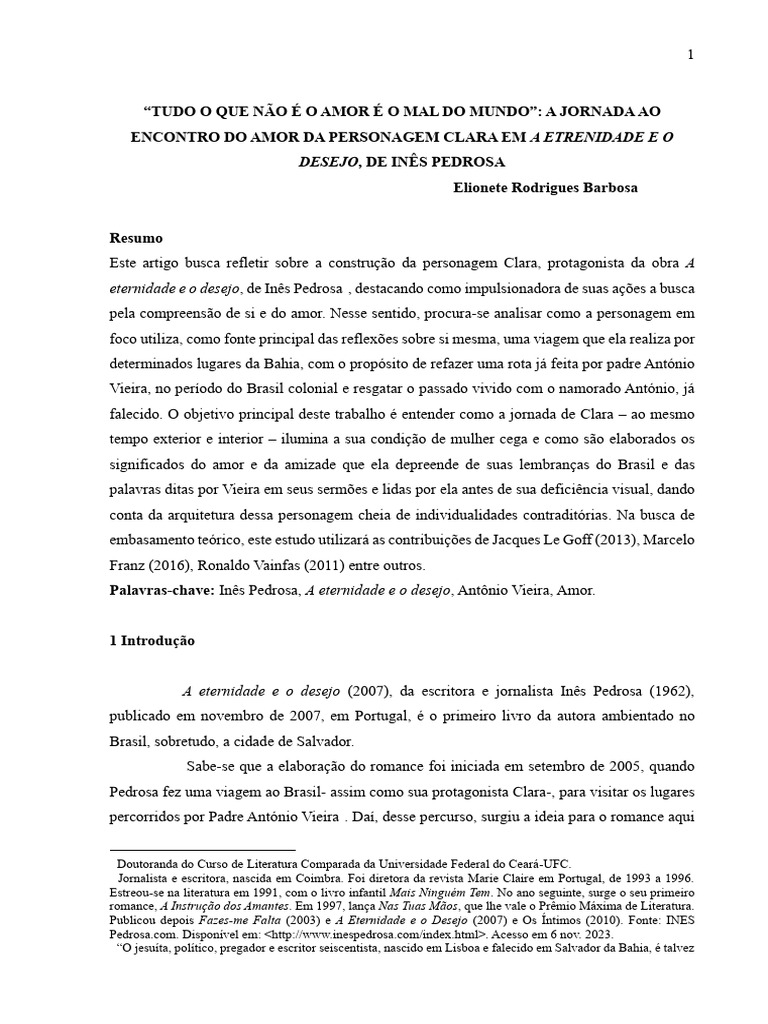 Jornada de Clara em Busca do Amor | PDF | Amor | Deficiência visual