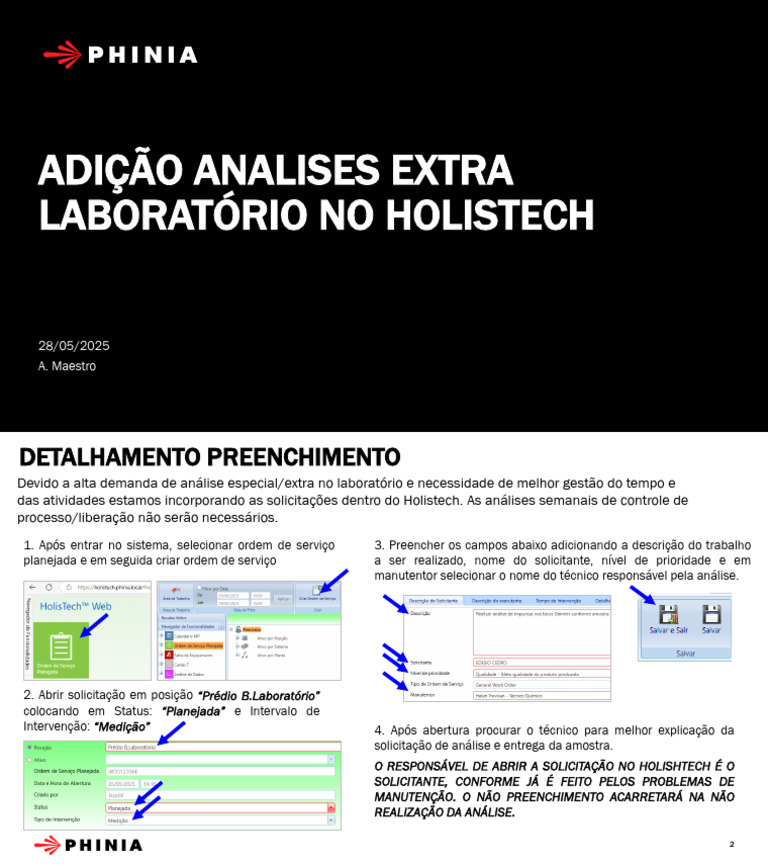 Instruções para Solicitação de Análises Holistech | PDF