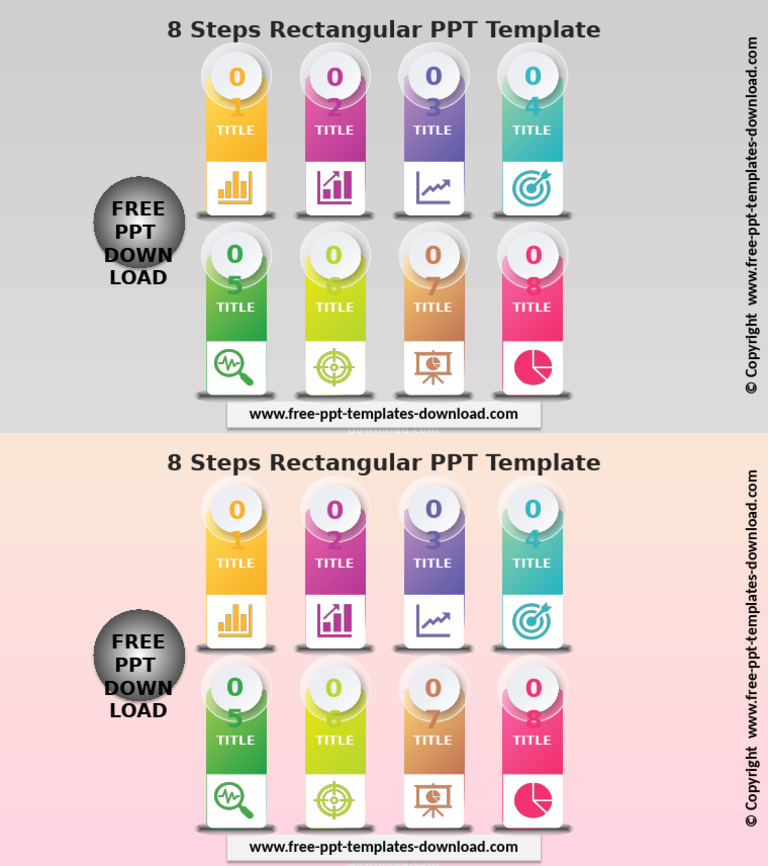 8 Steps Rectangular Ppt Template Pdf