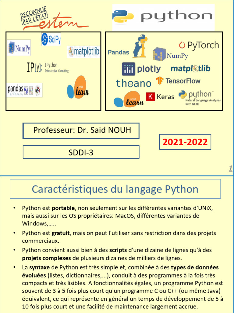 Caractéristiques et avantages de Python | PDF | Python (Langage de ...