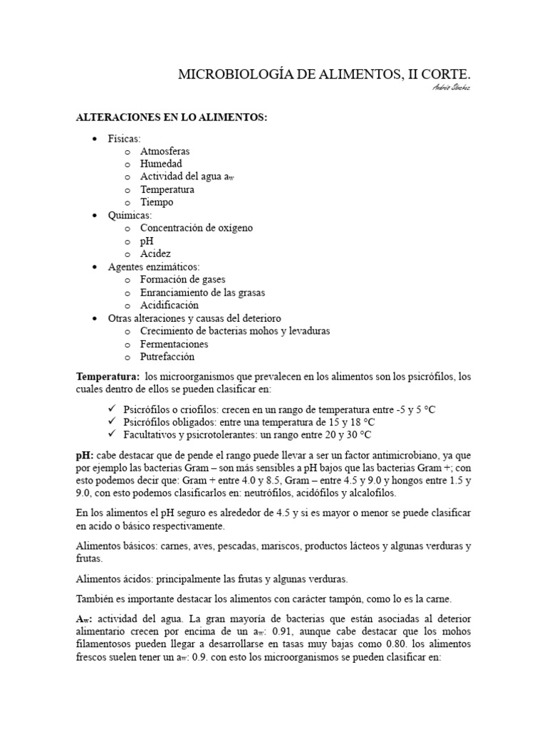 Alteraciones Microbiológicas en Alimentos | PDF | Alimentos ...