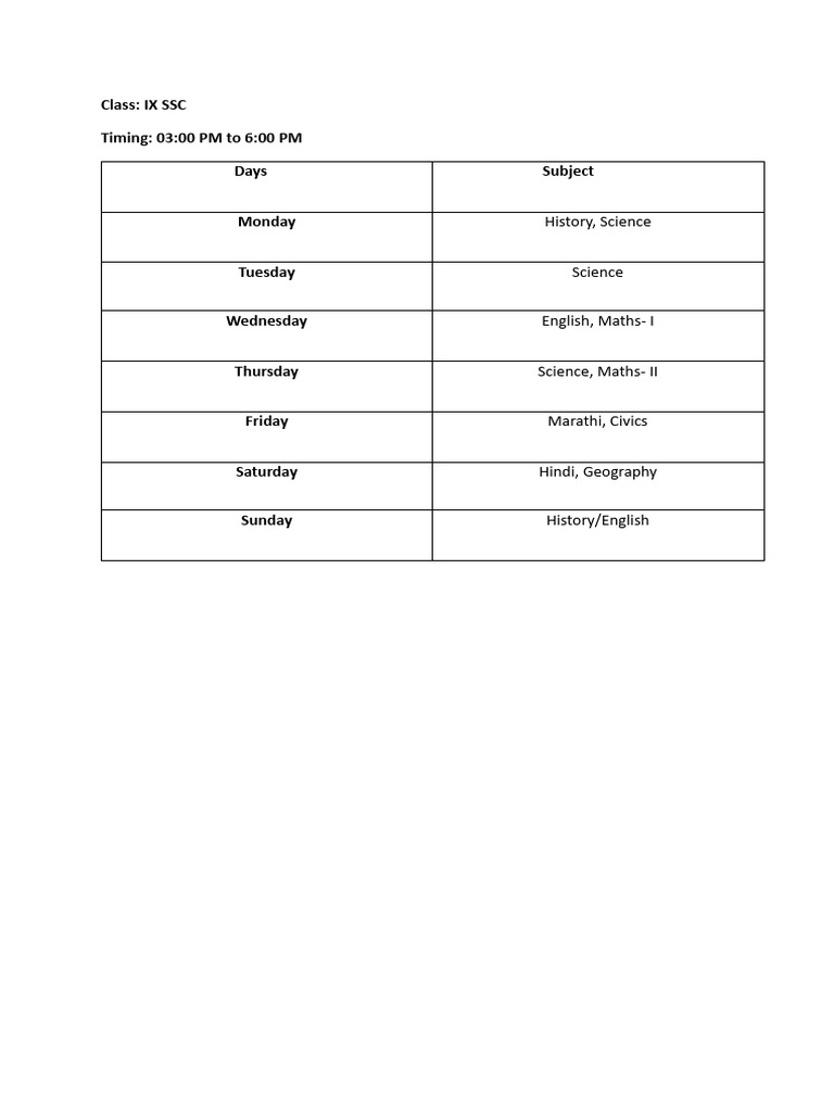 ClassIX SSC TimeTable W.E.F 02-05-2025 | PDF