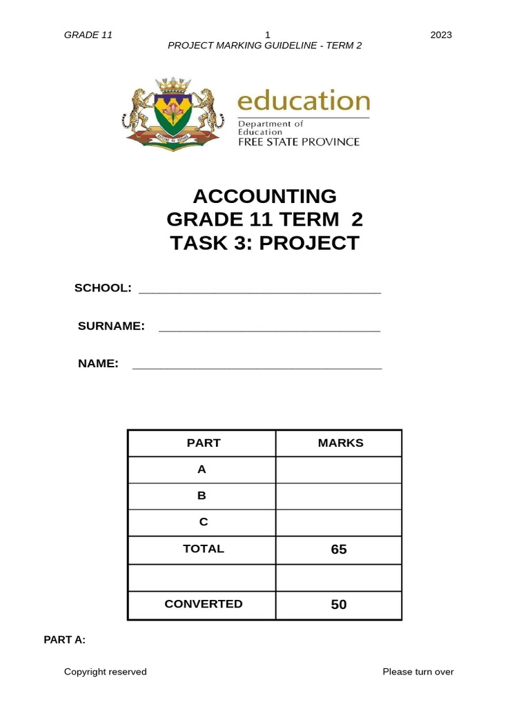 Accounting GR 11 Project 2023 AB | PDF | Equity (Finance) | Business
