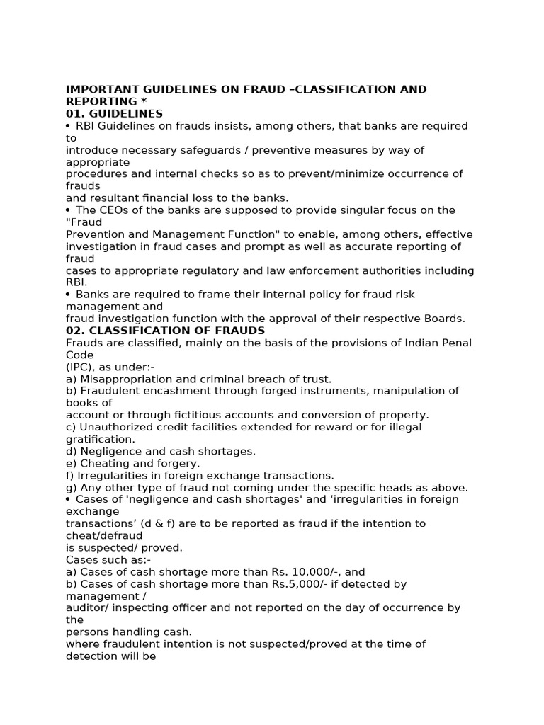 Fraud Guidelines for Banks in India | PDF | Fraud | Cheque