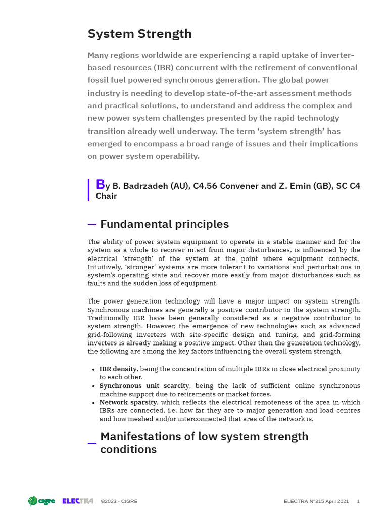 System Strength in Power Systems | PDF | Resonance | System