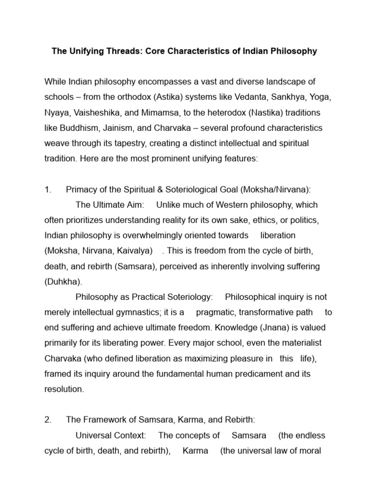 Core Traits of Indian Philosophy | PDF | Moksha | Ātman (Hinduism)