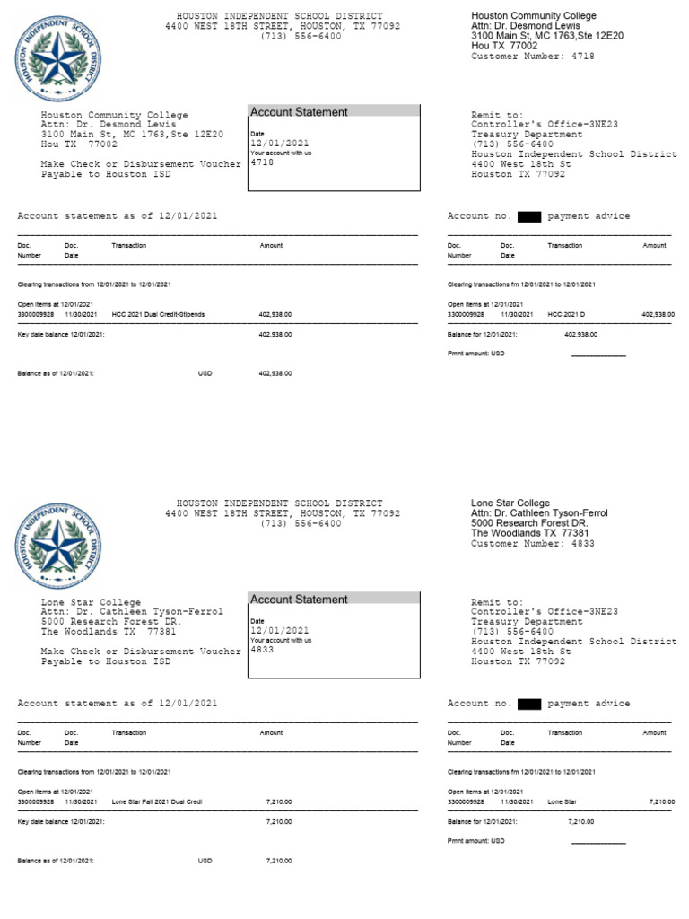 Houston ISD's Requested Payments To Houston Community College For Dual ...