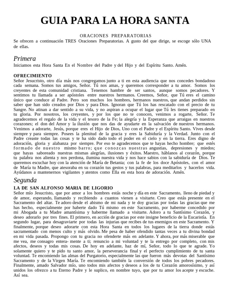 Oraciones para la Hora Santa | PDF | eucaristía | Cristo (título)