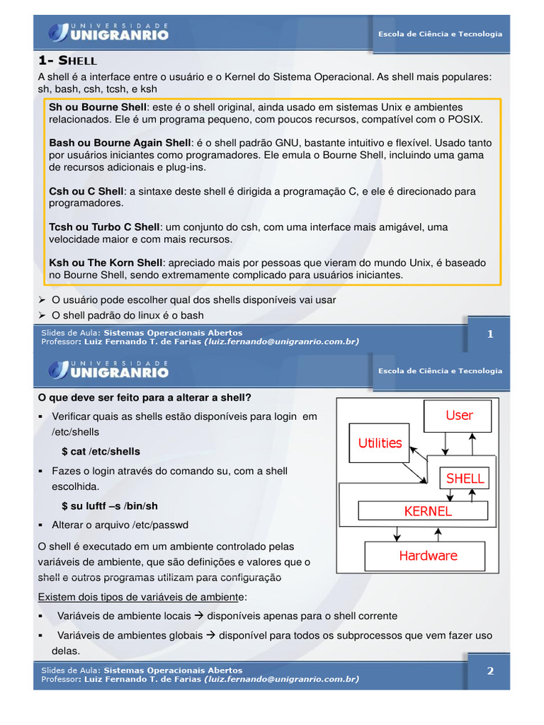 Tipos de Shells e Variáveis no Linux | PDF | Shell (informática ...