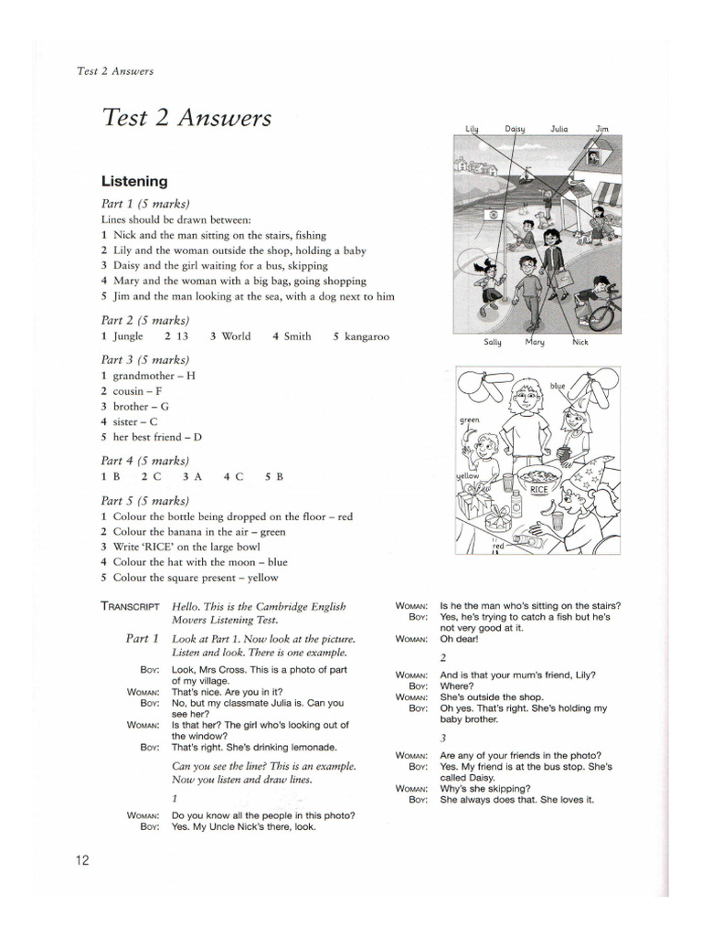 Movers Authentic 1 - Test 2 KEY | PDF