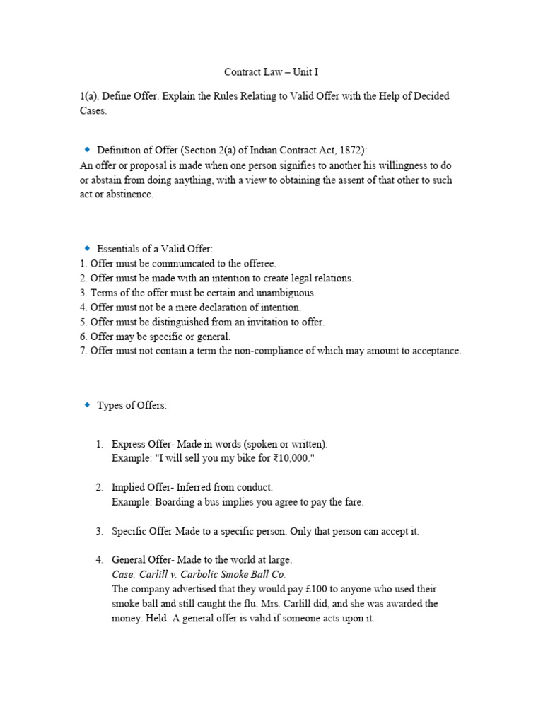Contract 1 QP | PDF | Misrepresentation | Consideration