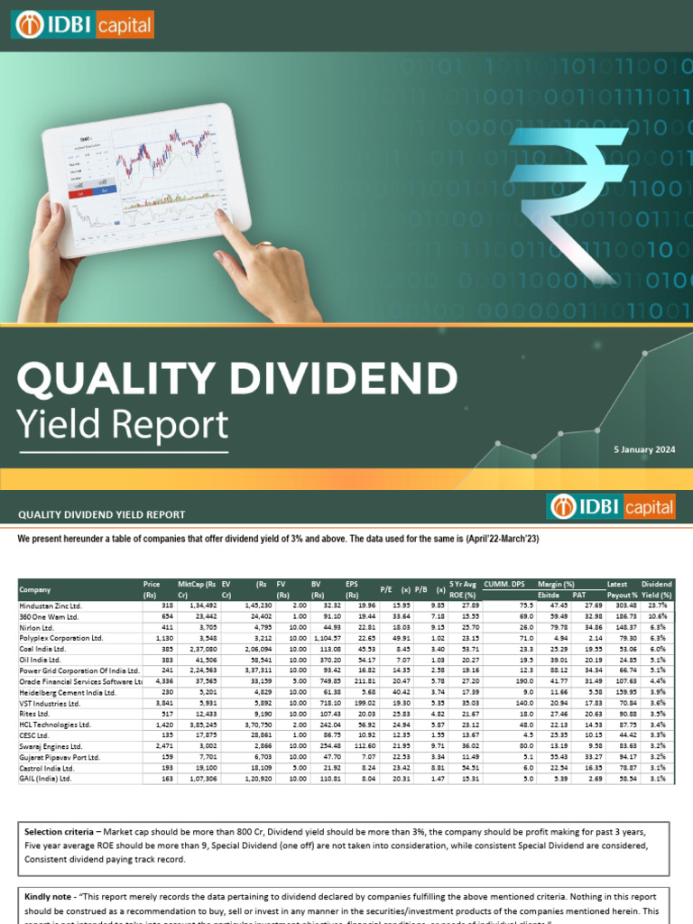 Quality Dividend Yield Report 2024 | PDF | Securities (Finance) | Stocks