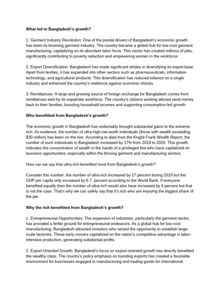 Bangladesh's Economic Growth Drivers | PDF | Bangladesh | Entrepreneurship