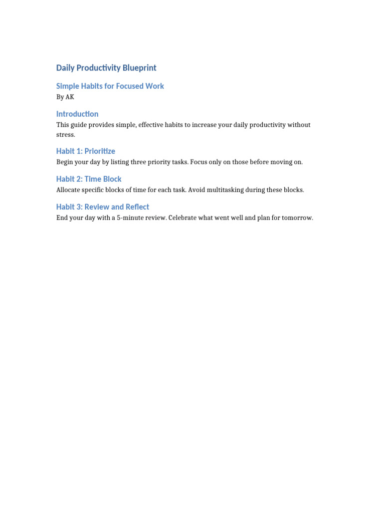 Daily Productivity Blueprint | PDF