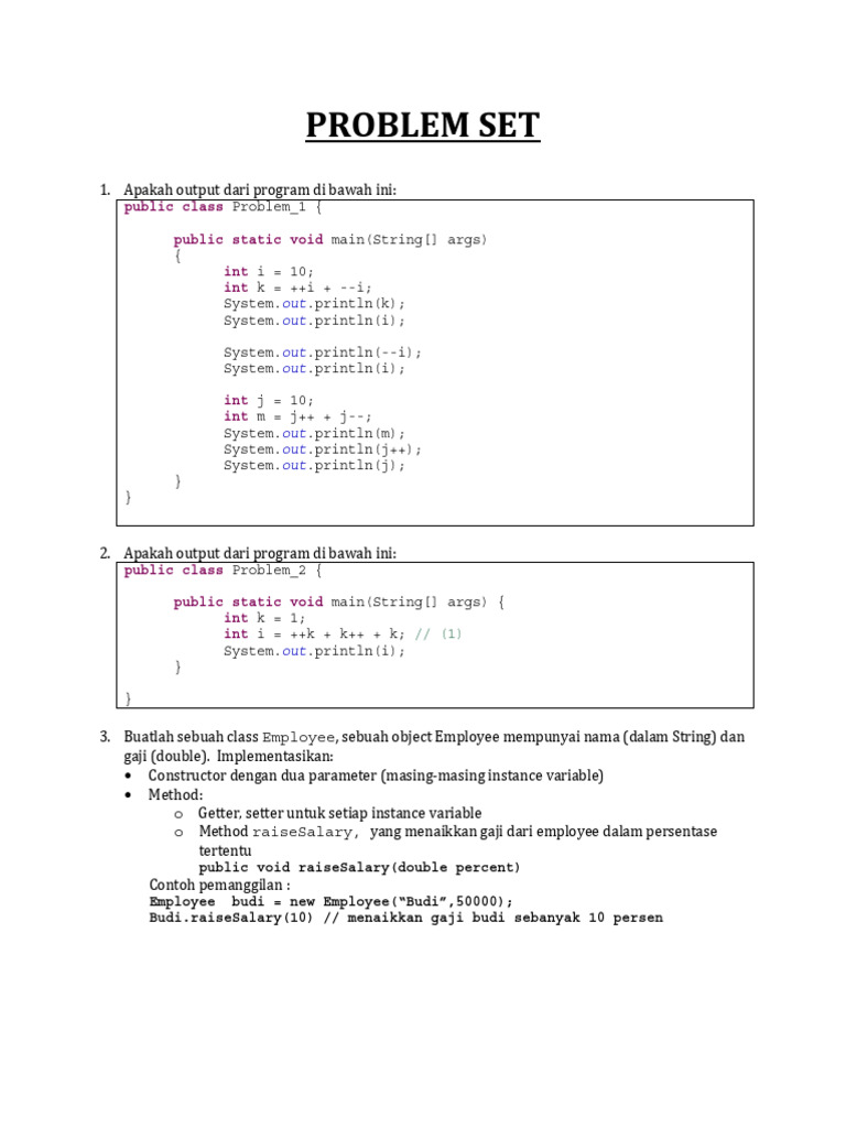 Output dan Error Program Java | PDF