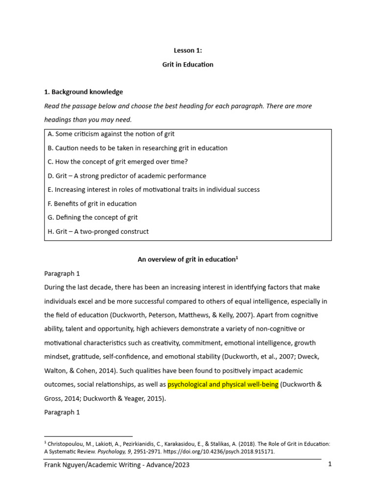 Understanding Grit in Education | PDF | Grit (Personality Trait ...