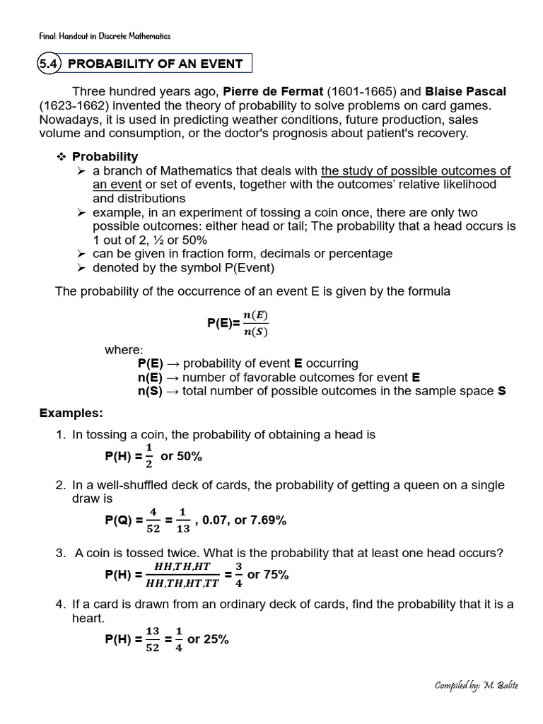 Probability of An Event | PDF | Probability Theory | Probability