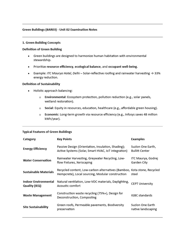 Green Building Examination Notes | PDF | Green Building | Recycling