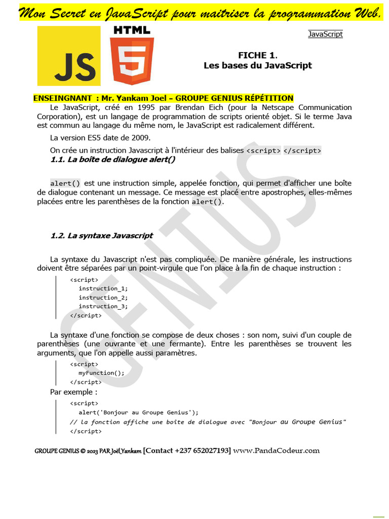 Introduction au JavaScript et ses bases | PDF | JavaScript | Modèle d ...