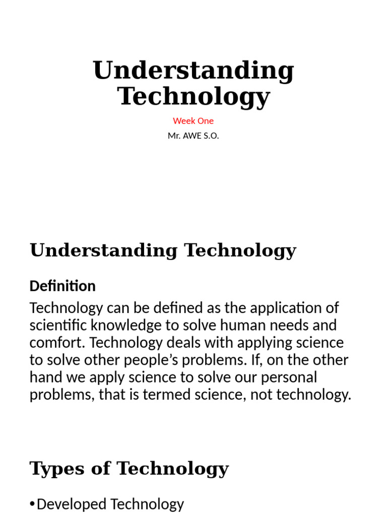 Understanding Technology: Types & Impact | PDF | Kitchen Stove