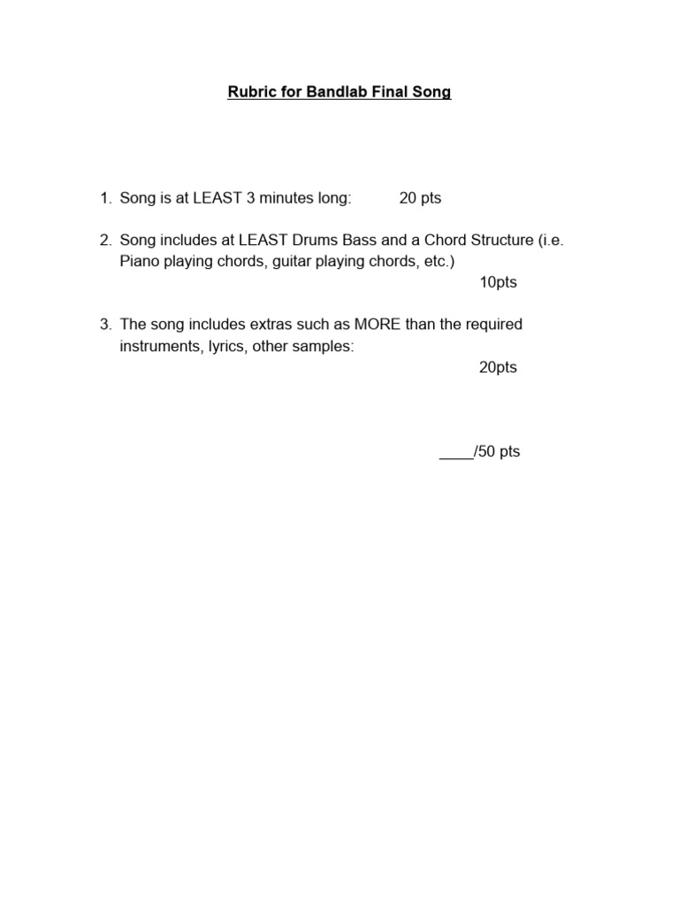 Bandlab Final Song Rubric Guide | PDF