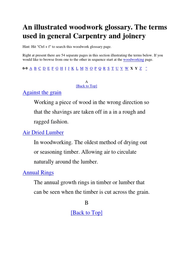 Illustrated Woodwork Glossary Guide | PDF | Lumber | Wood