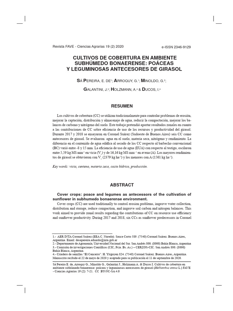 Cultivos de Cobertura en Ambiente Subhum | PDF | Agricultura | Trigo