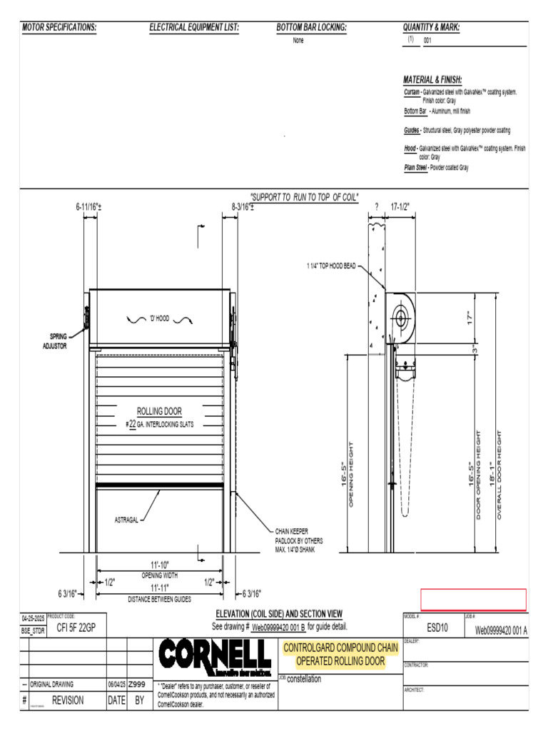 ESD10 Coiling Door Specifications | PDF | Door | Building Materials