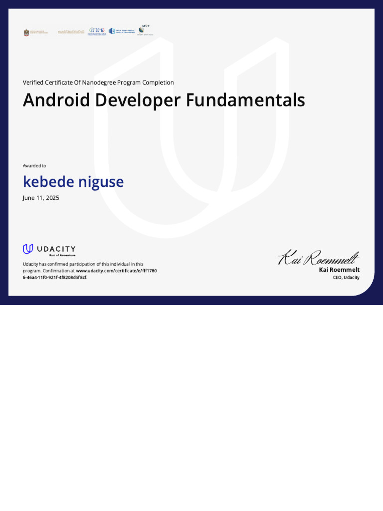 Android Developer Nanodegree Certificate | PDF