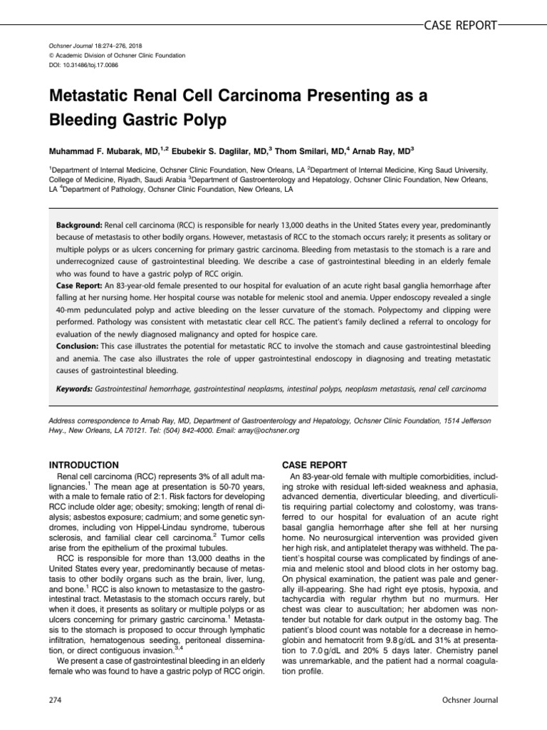 5 Metastatic Renal Cell Carcinoma Presenting | PDF | Metastasis ...