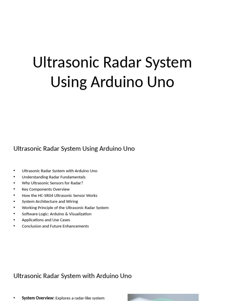Arduino Ultrasonic Radar System Guide | PDF | Radar | Ultrasound