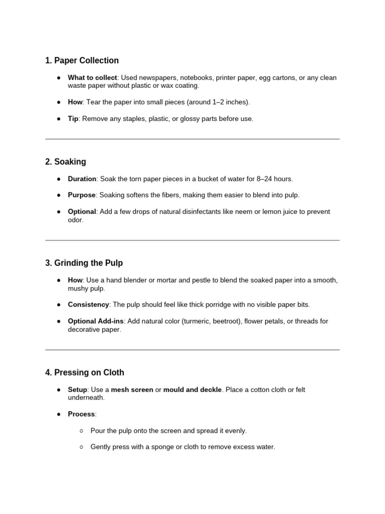 Handmade Paper Making: Step-by-Step Guide | PDF | Paper | Papermaking