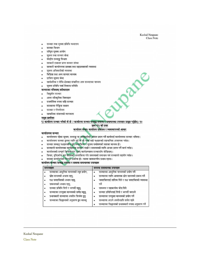 Kushal Neupane: Class Note | PDF