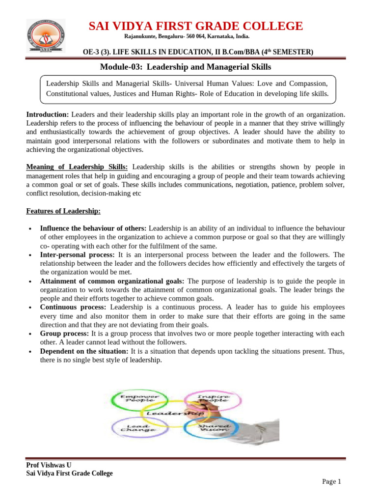 Leadership and Managerial Skills Overview | PDF | Leadership | Motivation