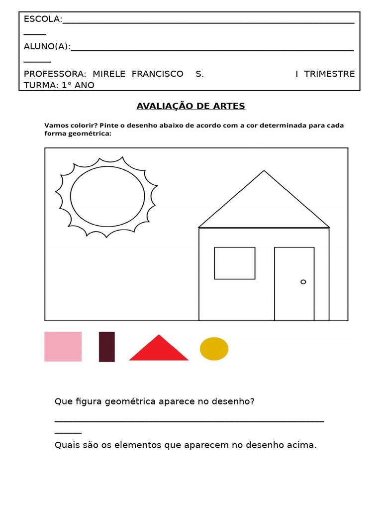 Avaliação de Artes - 1º Ano | PDF