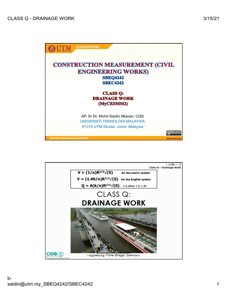 4242 MyCESMM2 Class Q - Drainage Work | PDF | Storm Drain | Drainage