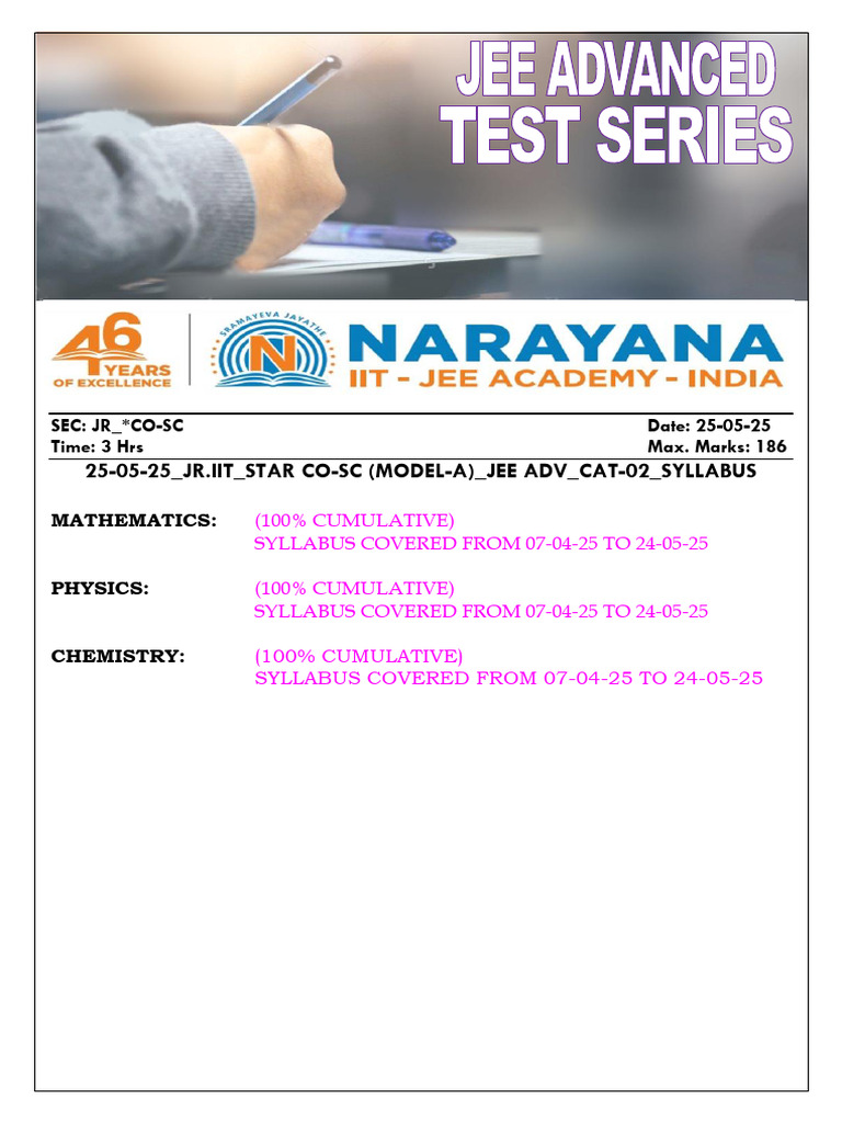 25-05-25 JR - Iit Star Co-Sc (Model-A) Jee Adv 2016 (P-II) Cat-02 QP | PDF